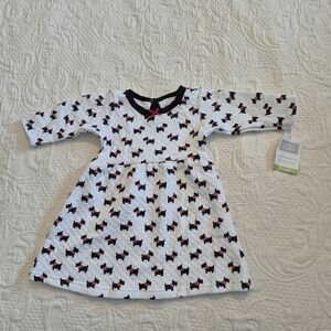 Hudson Baby girls 6/9 months scottie dog long sleeve dress NEW